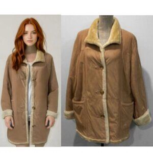Novelti Faux Suede Shearling Coat SZ Medium